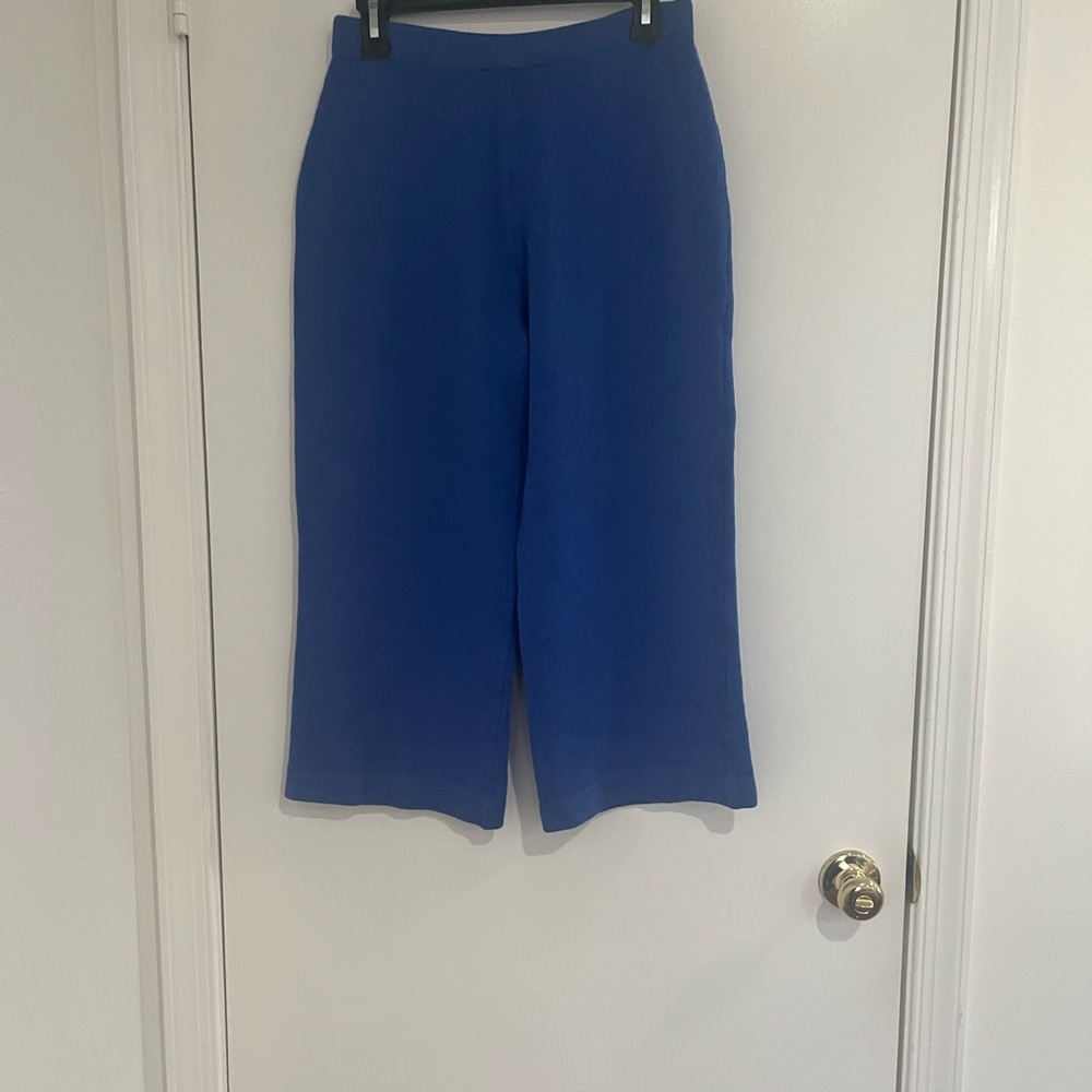 St. John Collection by Marie Gray Knit Pants Sz 6 Blue Luxury Old Money Wide Leg